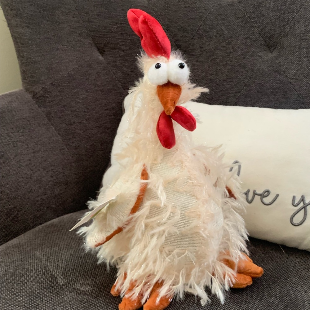 Plush Chicken Toy with Red and White Feathers